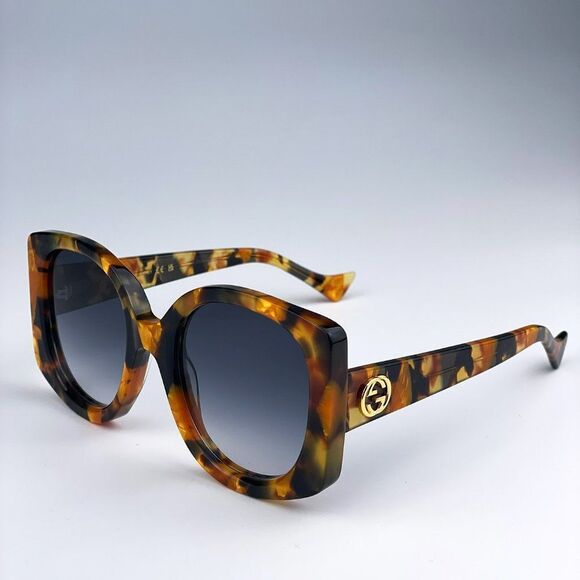 NEW Gucci GG1257S 004 Havana Gradient Blue Butterfly Oversized Women Sunglasses - Picture 1 of 13